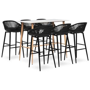 vidaXL 7-tlg. Bar-Set Wei&szlig; und Schwarz