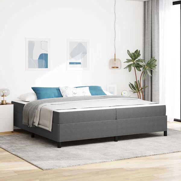 vidaXL Bettrahmen mit Matratze Hellgrau 200 x 200 cm Stoff