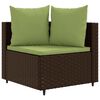 vidaXL 9-tlg. Garten-Sofagarnitur mit Kissen Braun Poly Rattan