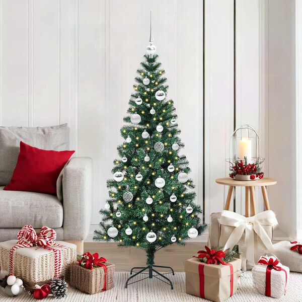 vidaXL K&uuml;nstlicher vorbeleuchteter Weihnachtsbaum Gr&uuml;n 150 cm