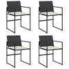 vidaXL Gartenst&uuml;hle mit Kissen 4 Stk. Schwarz Poly Rattan