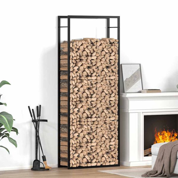 vidaXL Brennholzregal Mattschwarz 80 x 28 x 222 cm Stahl