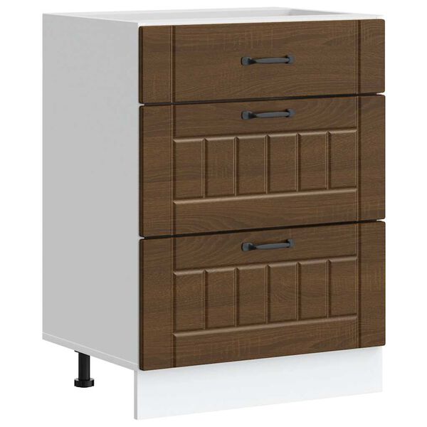 vidaXL K&uuml;chen-Unterschrank Lucca Braun Eichen-Optik Holzwerkstoff