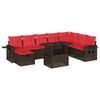 vidaXL 9-teiliges Gartensofa-Set mit Kissen, braun, Polyrattan