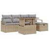 vidaXL Garten-Sofa-Set mit Kissen mit Speicher 6 pcs Beige Poly Rattan