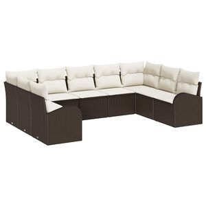 vidaXL Sofa Set mit Kissen 9 pcs Braun Poly Rattan