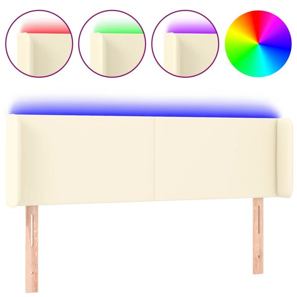 vidaXL LED Kopfteil Creme 147x16x78/88 cm Kunstleder