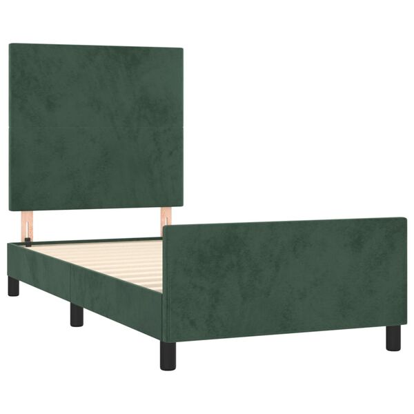vidaXL Bettgestell ohne Matratze Dunkelgr&uuml;n 100x200 cm Samt