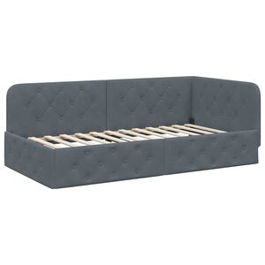 vidaXL Eckbettgestell mit Kopfteil Dunkelgrau 90 x 190 cm Samt