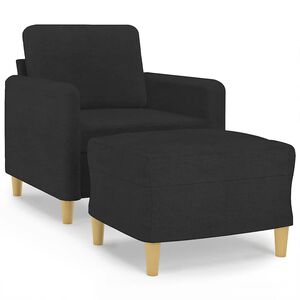vidaXL Sessel mit Hocker Schwarz 60 cm Stoff