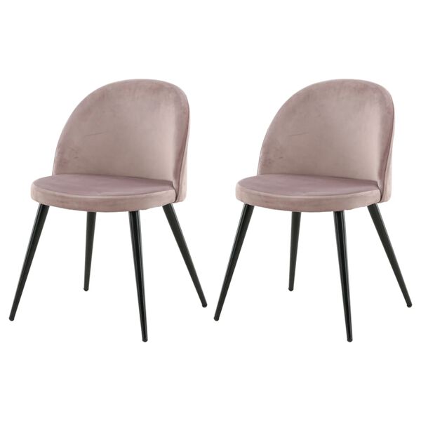Venture Home Esszimmerst&uuml;hle 2 Stk. Velvet Samt Schwarz und Altrosa