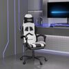 vidaXL Gaming-Stuhl mit Fu&szlig;st&uuml;tze Drehbar Wei&szlig; & Schwarz Kunstleder