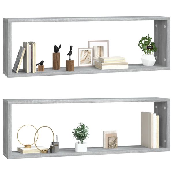 vidaXL Wandregale 2 Stk. Grau Sonoma 80x15x26,5 cm Holzwerkstoff