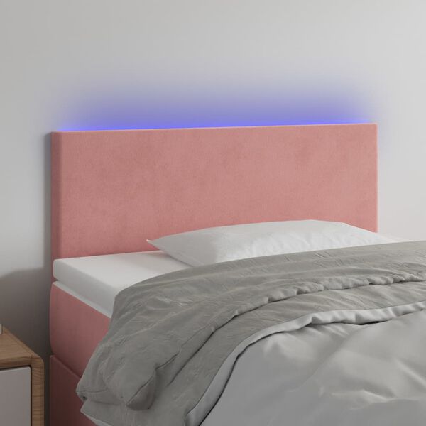 vidaXL LED Kopfteil Rosa 80x5x78/88 cm Samt