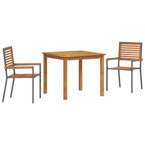 vidaXL Garten Essgruppe 3 stk. Grau Massivholz Akazie