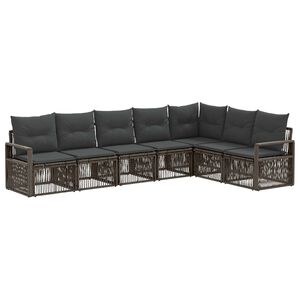 vidaXL Gartensofa-set 7 stk. Grau Poly-Rattan