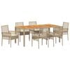 vidaXL Garten Essgruppe 7 pcs Beige Poly-Rattan