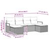 vidaXL Garten-Sofa-Set mit Kissen 6 pcs Hellgrau Poly Rattan