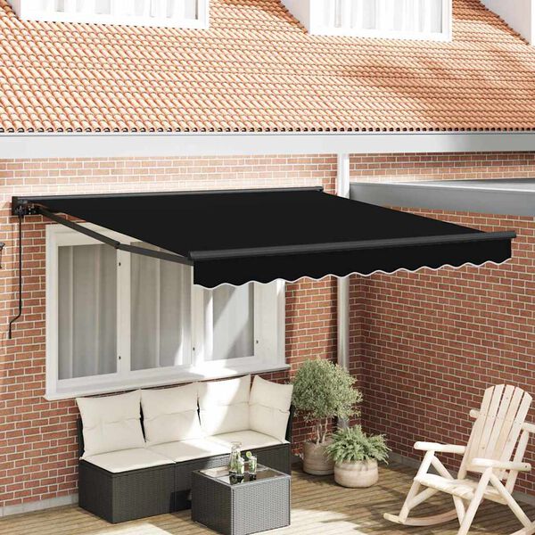 vidaXL Einziehbare Markise Schwarz 300 x 250 cm Polyester und Metall