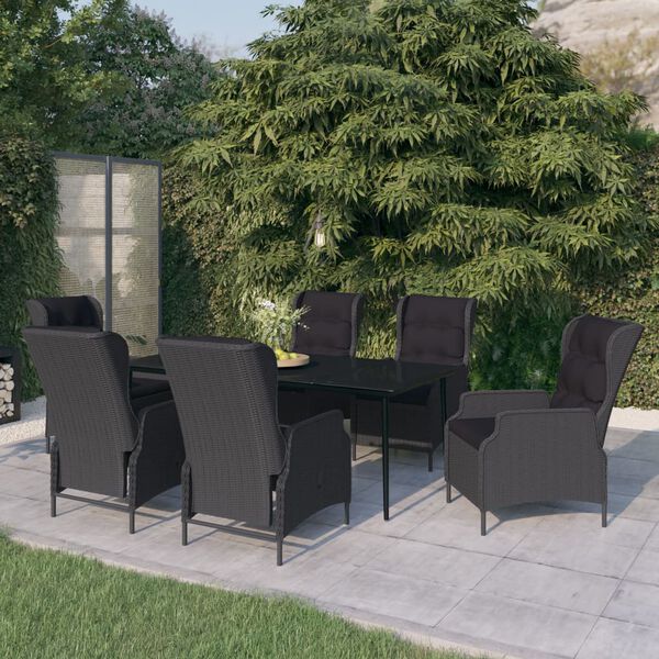 vidaXL 7-tlg. Garten-Essgruppe Dunkelgrau