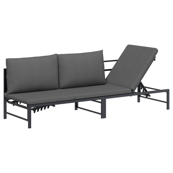 vidaXL Sonnenliege f&uuml;r 3 Personen Schwarz 200 x 62 x 59 cm Textilene