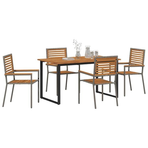 vidaXL Garten Essgruppe 5 pcs Grau Massivholz Akazie