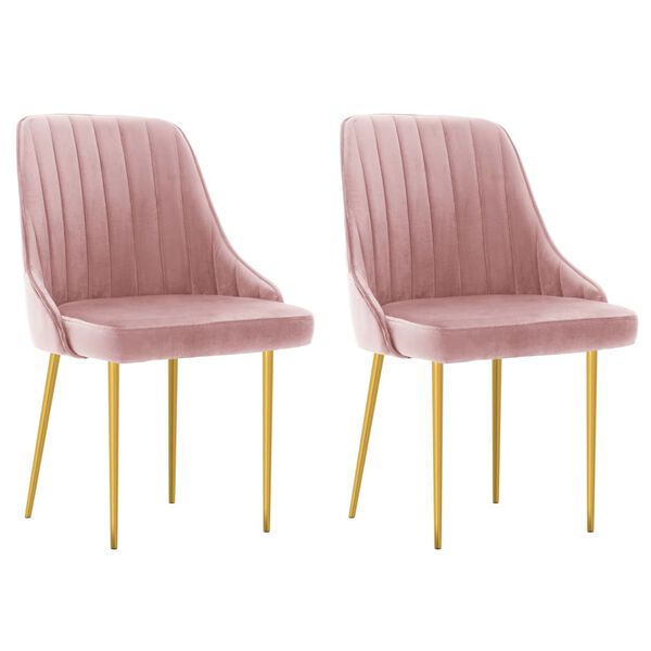 vidaXL Esszimmerst&uuml;hle 2 Stk. Rosa Samt