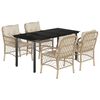 vidaXL 5-tlg. Garten-Essgruppe mit Kissen Beige Poly Rattan