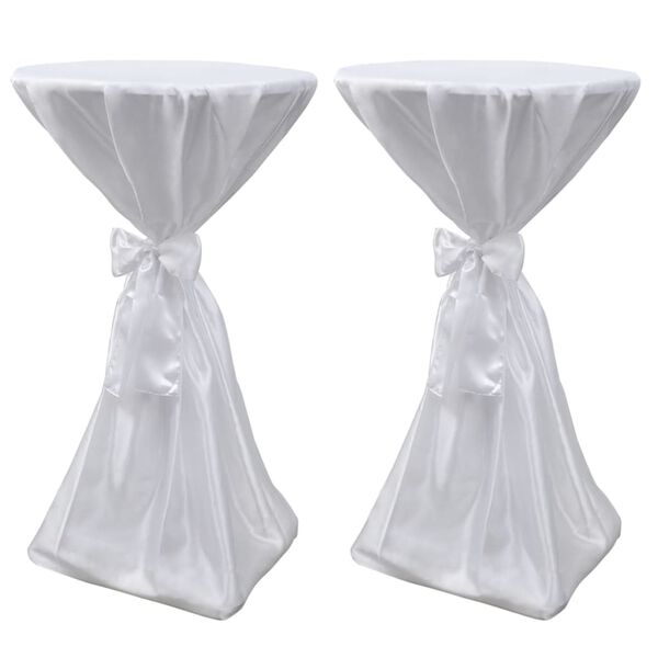 2 x Tischhusse Stehtischhusse wei&szlig; 70 cm