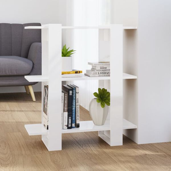 vidaXL B&uuml;cherregal/Raumteiler Hochglanz-Wei&szlig; 80x30x87 cm