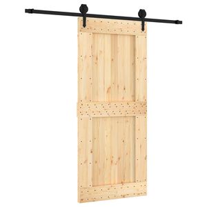 vidaXL Schiebet&uuml;r Nat&uuml;rlich und Schwarz 90 x 210 cm Massivkiefer