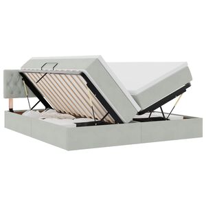vidaXL Bett mit LED-Lichtleisten Hellgrau 180 x 200 cm Samt