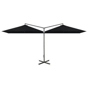 vidaXL Doppel-Sonnenschirm mit Stahl-Mast 600x300 cm Schwarz