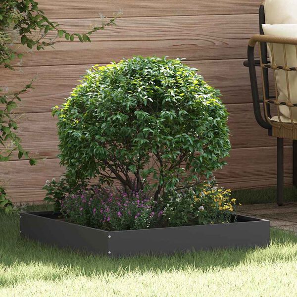 vidaXL Raseneinfassung 6 pcs Schwarz 60 x 60 x 13 cm Stahl