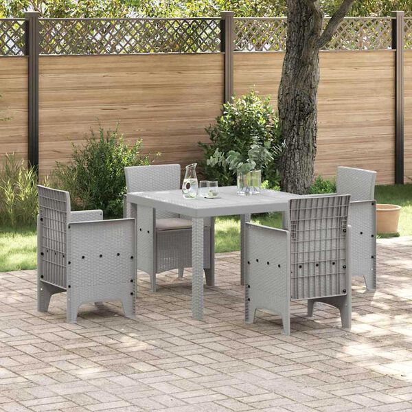 vidaXL Garten Essgruppe 5 pcs Hellgrau Polt Rattan
