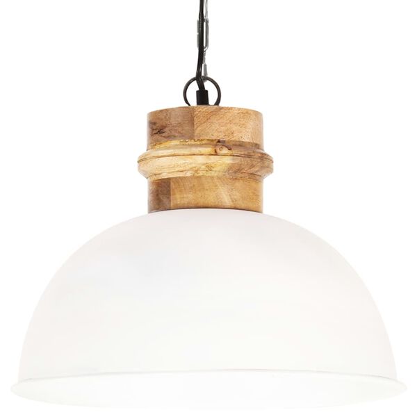 vidaXL H&auml;ngelampe Industriestil Wei&szlig; Rund 42 cm E27 Mango Massivholz