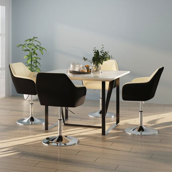 vidaXL Esszimmerst&uuml;hle 4 Stk. Creme und Schwarz Kunstleder