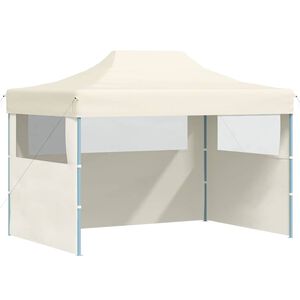 vidaXL Profi-Partyzelt Faltbar mit 3 Seitenw&auml;nden 3&times;4m Stahl Creme
