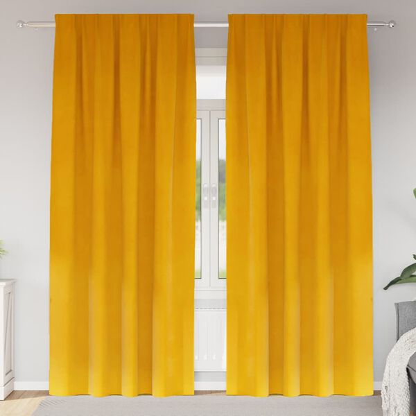 vidaXL Verdunkelungsvorh&auml;nge 2 pcs Senfgelb 140 x 245 cm Samt