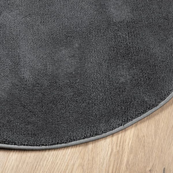vidaXL Teppich OVIEDO Kurzflor Anthrazit &Oslash; 80 cm