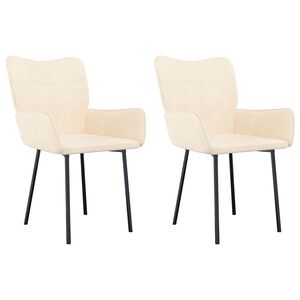 vidaXL Esszimmerst&uuml;hle 2 Stk. Creme Samt