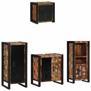vidaXL Badezimmerm&ouml;bel-Set 4 stk. Mehrfarbig und Schwarz