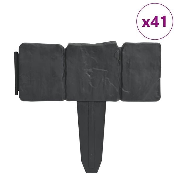 vidaXL Beeteinfassung 41 Stk. Kunststoff Stein-Optik 10 m