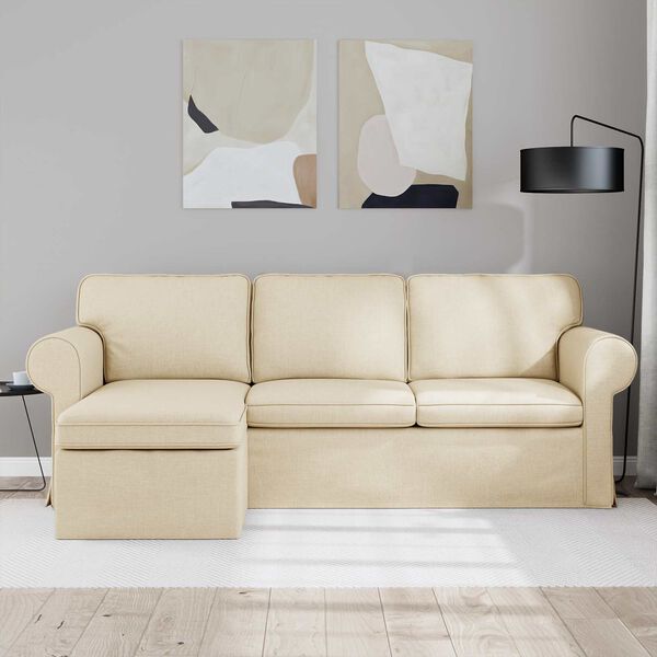 vidaXL Sofa Creme Gesamtabmessungen: 215 x 138 x 80 cm (B x T x H)
