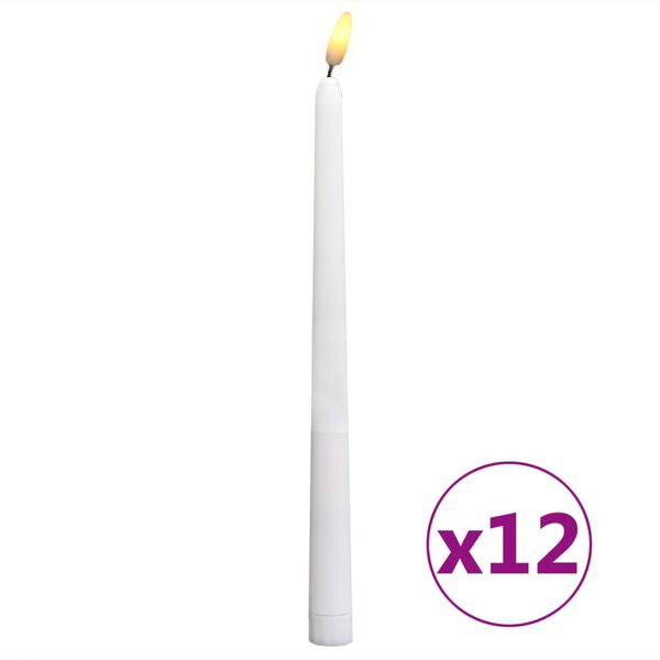 vidaXL LED-Stabkerzen 12 Stk. Flammenlos Elektrisch Warmwei&szlig;