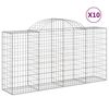 vidaXL Gabionen mit Hochbogen 10 Stk 200x50x100/120cm Verzinktes Eisen