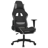 vidaXL Gaming-Stuhl mit Massage & Fußstütze Schwarz und Hellgrau Stoff