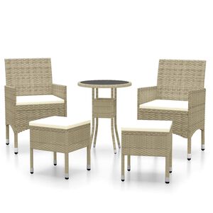 vidaXL 5-tlg. Garten-Lounge-Set Poly Rattan Beige