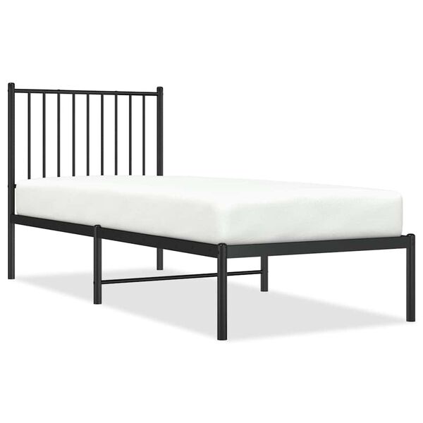 vidaXL Bettgestell mit Kopfteil Metall Schwarz 75x190 cm