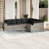 vidaXL 9-tlg. Garten-Sofagarnitur mit Kissen Hellgrau Poly Rattan